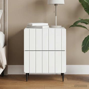 vidaXL Nachtkastje met lade Wit 43 x 34,5 x 49,5 cm Bewerkt, Minder dan 45 cm, Verzenden, Nieuw, Minder dan 55 cm