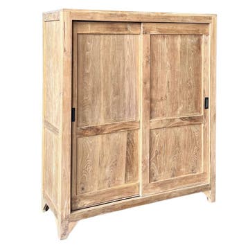 !Voordelige! massieve teakkast met schuifdeuren, Huis en Inrichting, Kasten | Vitrinekasten, 100 tot 150 cm, 100 tot 150 cm, Teakhout