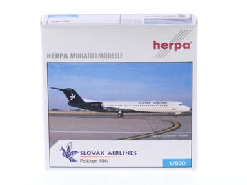 Schaal 1:500 Herpa 509367 Fokker 100 Slovak Airlines Reg...., Hobby en Vrije tijd, Modelbouw | Vliegtuigen en Helikopters, Ophalen of Verzenden
