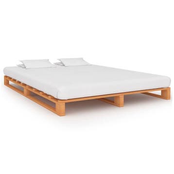 vidaXL Bedframe pallet massief grenenhout bruin 120x200 cm, Huis en Inrichting, Bruin, Verzenden, Nieuw, Twijfelaar