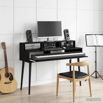 vidaXL studiobureau Zwart eiken 152 x 42,5 x 36 cm Bewerkt, Verzenden, Nieuw