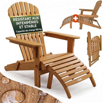 Ligbed Adirondack acaciahout incl voetensteun, Verzenden, Nieuw
