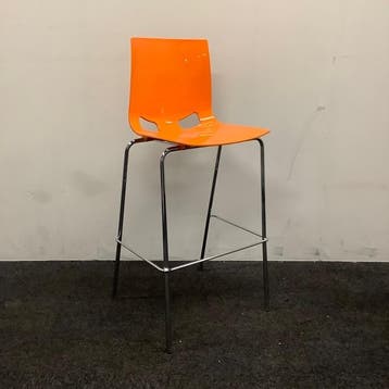 barkruk zithoogte 77 cm, oranje - chroom, Huis en Inrichting, Ophalen of Verzenden, Gebruikt
