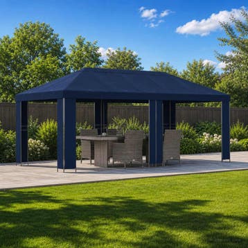vidaXL Tuinprieel 6 x 3 m Blauw Polyester en staal 190 gsm, Verzenden, Nieuw