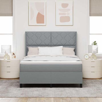 vidaXL Boxspringbed met kussen Lichtgrijs 190 x 140 cm Stof, Verzenden, Nieuw, Tweepersoons, Stof