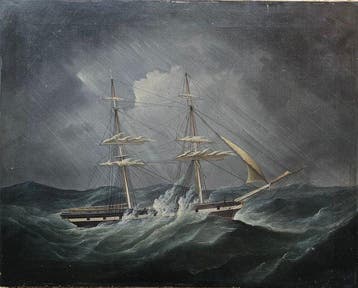 James Edward Buttersworth (1817-1894), Kring van - Nave in