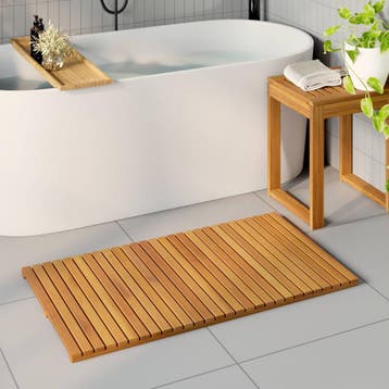 vidaXL Badmat Naturel 100 x 55 cm Massief Acaciahout, Huis en Inrichting, Verzenden, Nieuw, Bruin