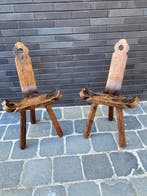 Kruk (2) - geboortestoel - iepen hout - Brutalist Spanish