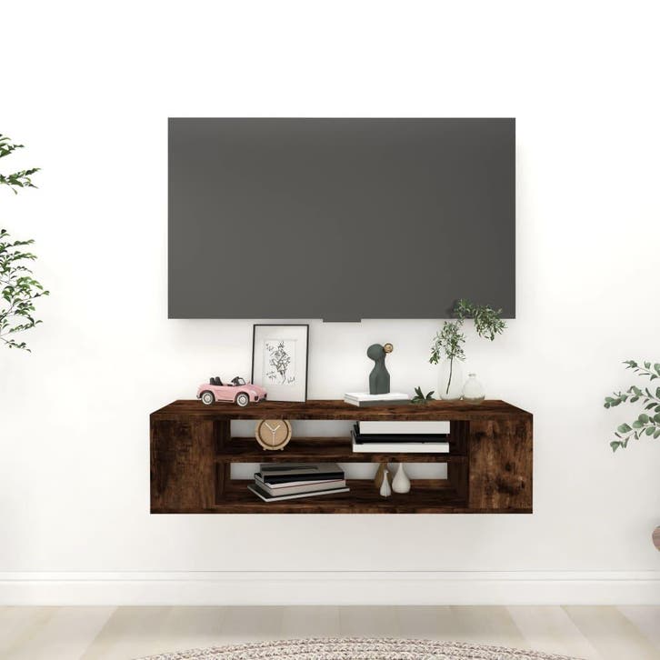 vidaXL Tv-hangmeubel 100x30x26,5 cm bewerkt hout gerookt, Huis en Inrichting, Kasten | Televisiemeubels, 25 tot 50 cm, Nieuw, 100 tot 150 cm