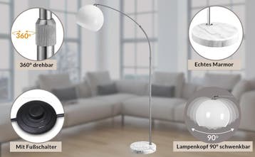 Vloerlamp RVS Marmer Kunststof 190-200cm Retro Design, Verzenden, Nieuw