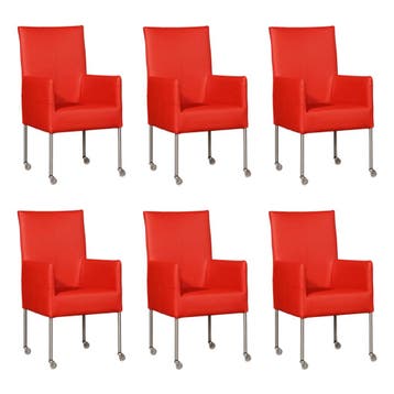 Set van 6 Leren eetkamerstoelen Spark - Toledo Ferrari, Ophalen of Verzenden, Nieuw, Leer, Vijf, Zes of meer stoelen