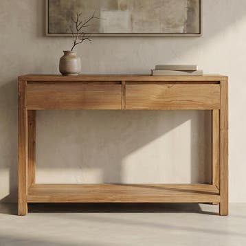 *WOONWINKEL* Tower Living Corona Sidetable Teakhout Met 2 La, Huis en Inrichting, Verzenden, Nieuw