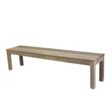 Strak afgewerkte teak bank -  155 cm, Huis en Inrichting, Ophalen of Verzenden, Nieuw
