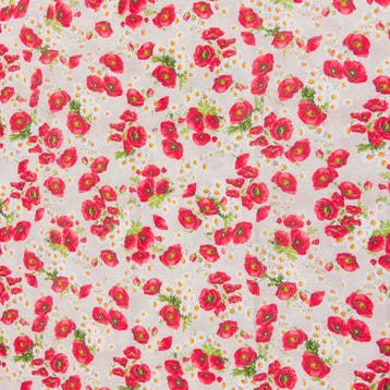 BA198 - Stof Papaveri e Margherite – Floraal Country Chic