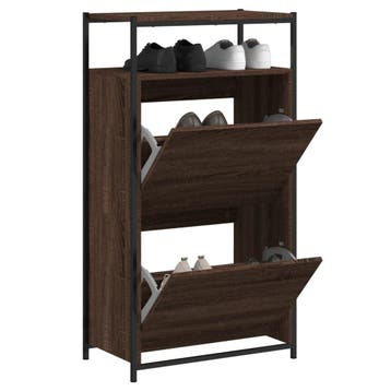 vidaXL Schoenenkast 60x34x112 cm bewerkt hout bruin, Verzenden, Nieuw