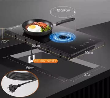 Inductiekookplaat 2 Zones – 30 cm met Timer en Touch, Witgoed en Apparatuur, Fornuizen, Verzenden, Nieuw