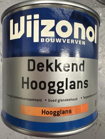 Wijzonol dekkend hoogglans - wit - 0,5 liter - terpentine..., Doe-het-zelf en Verbouw, Verf, Beits en Lak, Wit, Nieuw, Ophalen of Verzenden