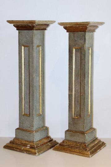 Kolom - 1800-1850 - Paar houten sokkels