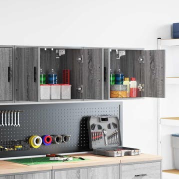 vidaXL Garagewandkasten 2 st spaanplaat Sonoma grijs, Verzenden, Nieuw