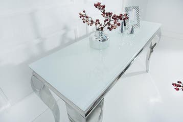 Sidetabel Moderne Barok 145cm wit zilver/ 37905, Huis en Inrichting, Tafels | Sidetables, Ophalen of Verzenden, Nieuw