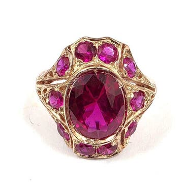 Zonder minimumprijs - Ring - 9 kt. Roségoud, Zilver Spinel -, Nieuw