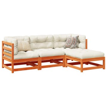 vidaXL 4-delige Loungeset massief grenenhout wasbruin, Tuin en Terras, Verzenden, Nieuw, Loungeset