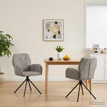 vidaXL Draai Eetstoelen 2 st Nep Suede Leer Lichtgrijs 54 x, Huis en Inrichting, Stoelen, Verzenden, Nieuw