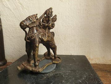 Khandoba (Shiva) en Parvati te paard - Brons - India -