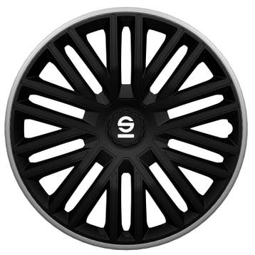 4-Delige Sparco Wieldoppen  Bergamo 14-inch zwart/grijs, Auto diversen, Wieldoppen, Verzenden, Nieuw