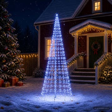 vidaXL Kerstboomverlichting met grondpen en vlaggenmast 300, Verzenden, Nieuw