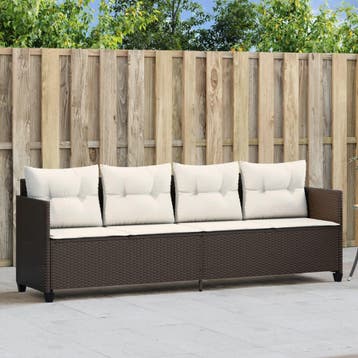 vidaXL Ligbed met kussens poly rattan bruin, Tuin en Terras, Verzenden, Nieuw