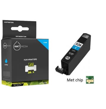 Geschikt Canon CLI-526C inktcartridge Cyaan MET CHIP, Nieuw, Cartridge, Inktmedia