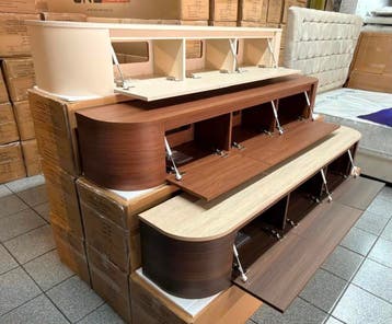 Japandi Tv Meubel zwevend (BEIGE-WALNOOT-WALNOOT TRAVERTIN), Huis en Inrichting, Japandi, Eikenhout, Nieuw, Ophalen of Verzenden