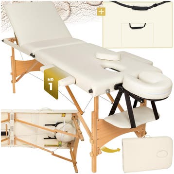 Massagetafel 3 zones met vulling en houten frame - beige, Sport en Fitness, Massageproducten, Verzenden, Nieuw