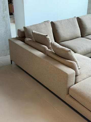 Minotti Andersen Hoekbank | Mocca I NIEUWSTAAT + Garantie, Huis en Inrichting, Banken | Bankstellen, 300 cm of meer, Ophalen of Verzenden