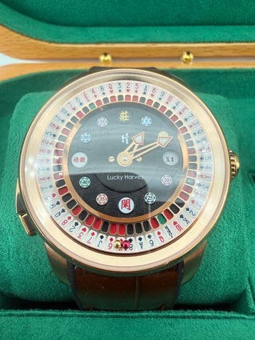 LUCKY HARVEY - Casino Series Rose Gold Poker Roulette 18k, Nieuw