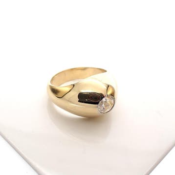 Gouden ring met grote diamant 0,40 ct., Gebruikt, Ophalen of Verzenden, 17 tot 18, Met edelsteen
