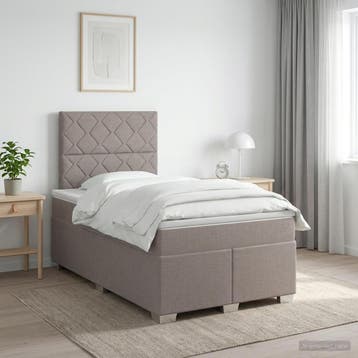 vidaXL Boxspringbed met matras met hoofdeinde Taupe 120 x, Verzenden, Nieuw, Twijfelaar
