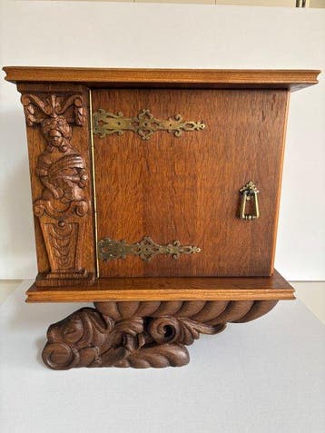 Kast - Hout - Antiek eiken wandkastje
