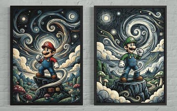 ANDSAL - Lot of 2 Super Mario Bros. & Luigi Black Stars, Nieuw