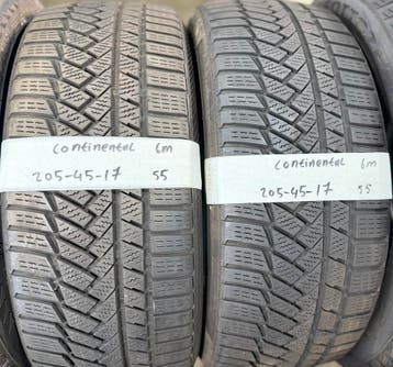 2x 205-45-17 Continental Winter 2x 6mm €55 PerBand 205 45 17, Auto-onderdelen, Banden en Velgen, Ophalen, Gebruikt, 17 inch, Band(en)