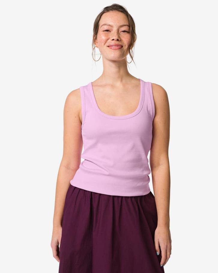 HEMA Damessinglet Anouk rib lila, Kleding | Dames, Overige Dameskleding, Nieuw, Verzenden