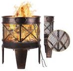 Vuurkorf met vonkbescherming en roestlook – 58 cm, Verzenden, Nieuw