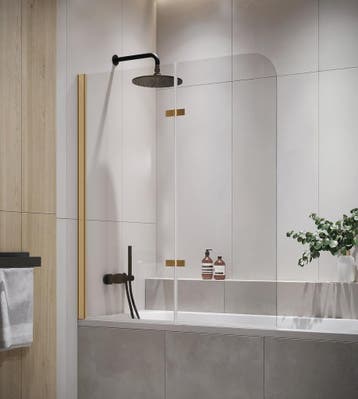 Badwand Austin 100 x 140 cm Goud Badscherm Draaibaar 5 mm, Verzenden, Nieuw, Bad