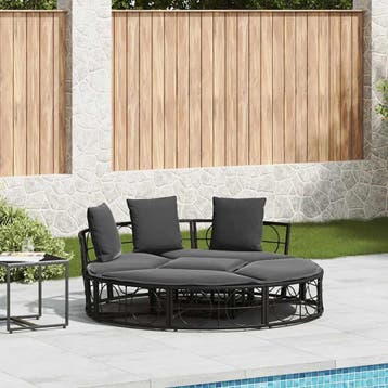 vidaXL Loungebed voor buiten zonder luifel poly rattan zwart, Tuin en Terras, Ligbedden, Verzenden, Nieuw
