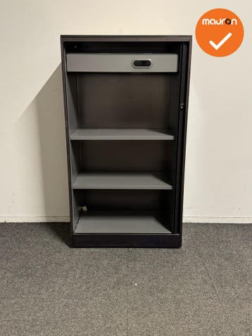 Ahrend - Roldeurkast - 144x80x45 cm - Bruin/Paars-Zwart - B-, Werkplek, Ophalen of Verzenden, Gebruikt, Kast