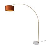 Vloerlamp staal met oranje kap met gouden binnenkant 50cm -, Huis en Inrichting, Lampen | Vloerlampen, Verzenden, Nieuw, Modern
