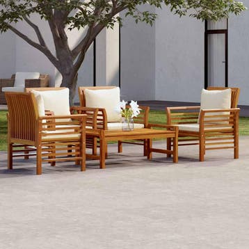 vidaXL 5-delige Loungeset met kussens massief acaciahout, Verzenden, Nieuw, Hout, Loungeset