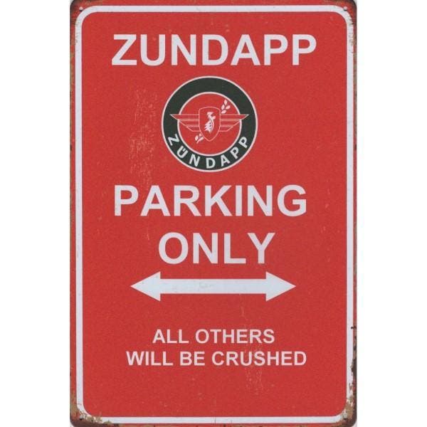 Wandbord -  Zundapp Parking Only, Huis en Inrichting, Woonaccessoires | Wanddecoraties, Nieuw, Ophalen of Verzenden