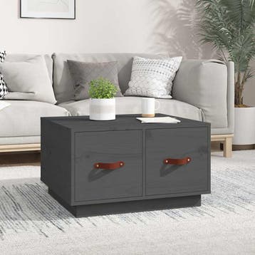 vidaXL Salontafel 60x53x35 cm massief grenenhout grijs, Huis en Inrichting, 50 tot 100 cm, Verzenden, Nieuw, 50 tot 100 cm